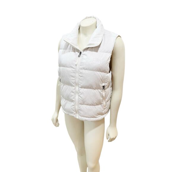 The North Face White Puffer Vest White Logo Medium - Picture 3 of 10